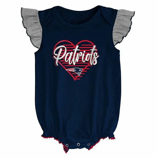 Outerstuff Girls Newborn & Infant Navy/Heathered Gray New England Patriots All The Love Bodysuit Bib & Booties Set 5 Outerstuff Girls Newborn & Infant Navy/Heathered Gray New England Patriots All The Love Bodysuit Bib & Booties Set - Image 3