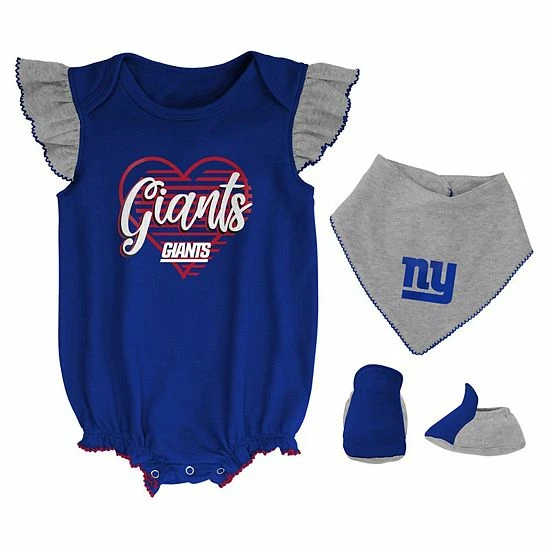Outerstuff Girls Newborn & Infant Royal/Heathered Gray New York Giants All The Love Bodysuit Bib & Booties Set 3 Outerstuff Girls Newborn & Infant Royal/Heathered Gray New York Giants All The Love Bodysuit Bib & Booties Set