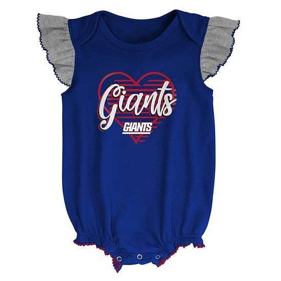 Outerstuff Girls Newborn & Infant Royal/Heathered Gray New York Giants All The Love Bodysuit Bib & Booties Set 5 Outerstuff Girls Newborn & Infant Royal/Heathered Gray New York Giants All The Love Bodysuit Bib & Booties Set - Image 3