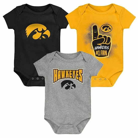 Outerstuff Infant Black/Gold/Heathered Gray Iowa Hawkeyes 3-Pack Game On Bodysuit Set 3 Outerstuff Infant Black/Gold/Heathered Gray Iowa Hawkeyes 3-Pack Game On Bodysuit Set