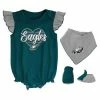 Outerstuff Girls Newborn & Infant Midnight Green/Heathered Gray Philadelphia Eagles All The Love Bodysuit Bib & Booties Set