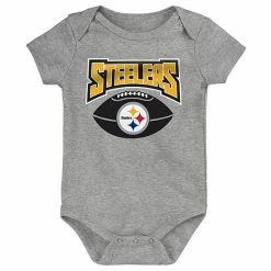 Outerstuff Infant Black/Gold/Heathered Gray Pittsburgh Steelers 3-Pack Game On Bodysuit Set -Outerstuff shop unnamed file 2922