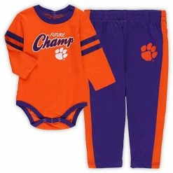 Outerstuff Infant Orange/Purple Clemson Tigers Little Kicker Long Sleeve Bodysuit And Sweatpants Set -Outerstuff shop unnamed file 2924