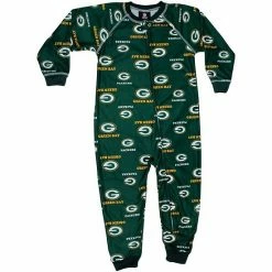 Outerstuff Green Bay Packers Toddler Piped Raglan Full Zip Coverall - Green