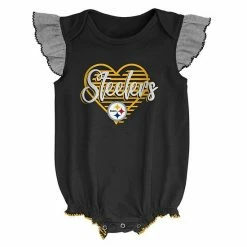 Outerstuff Girls Newborn & Infant Black/Heathered Gray Pittsburgh Steelers All The Love Bodysuit Bib & Booties Set -Outerstuff shop unnamed file 2948