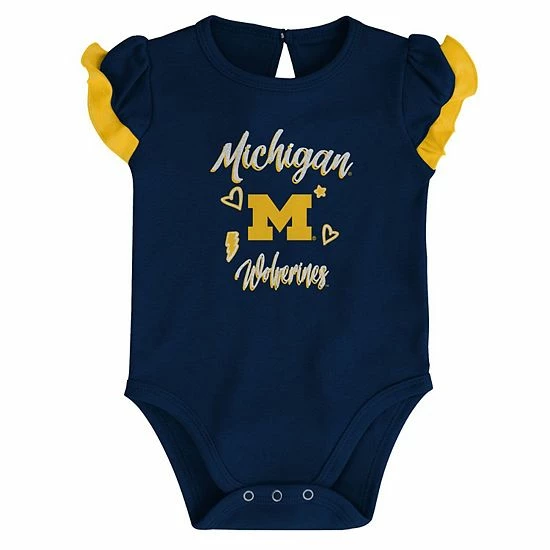 Outerstuff Girls Newborn & Infant Navy/Maize Michigan Wolverines Too Much Love Two-Piece Bodysuit Set 5 Outerstuff Girls Newborn & Infant Navy/Maize Michigan Wolverines Too Much Love Two-Piece Bodysuit Set - Image 3