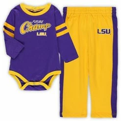 Alternative view of Outerstuff Infant Purple/Gold LSU Tigers Little Kicker Long Sleeve Bodysuit And Sweatpants Set