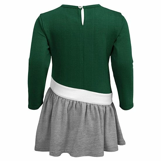Outerstuff Girls Infant Green/Heathered Gray Michigan State Spartans Heart To Heart French Terry Dress 6 Outerstuff Girls Infant Green/Heathered Gray Michigan State Spartans Heart To Heart French Terry Dress - Image 4