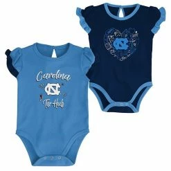 Outerstuff Girls Newborn & Infant Carolina Blue/Navy North Carolina Tar Heels Too Much Love Two-Piece Bodysuit Set