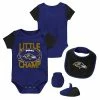 Outerstuff Newborn & Infant Purple/Black Baltimore Ravens Little Champ Three-Piece Bodysuit Bib & Booties Set -Outerstuff shop unnamed file 3002