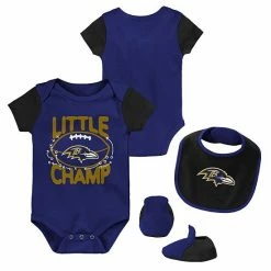Outerstuff Newborn & Infant Purple/Black Baltimore Ravens Little Champ Three-Piece Bodysuit Bib & Booties Set -Outerstuff shop unnamed file 3003