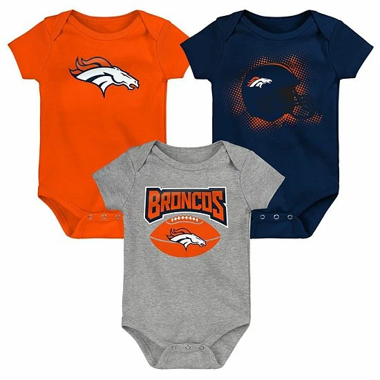 Outerstuff Infant Orange/Navy/Heathered Gray Denver Broncos 3-Pack Game On Bodysuit Set 4 Outerstuff Infant Orange/Navy/Heathered Gray Denver Broncos 3-Pack Game On Bodysuit Set - Image 2