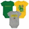 Outerstuff Infant Green/Yellow/Heathered Gray Oregon Ducks 3-Pack Game On Bodysuit Set