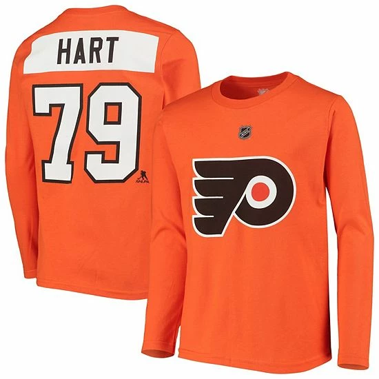 Outerstuff Youth Carter Hart Orange Philadelphia Flyers Authentic Stack Long Sleeve Name & Number T-Shirt 4 Outerstuff Youth Carter Hart Orange Philadelphia Flyers Authentic Stack Long Sleeve Name & Number T-Shirt - Image 2