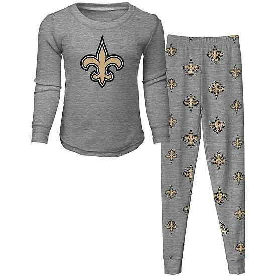 Outerstuff Toddler Heathered Gray New Orleans Saints Sleep Set 4 Outerstuff Toddler Heathered Gray New Orleans Saints Sleep Set - Image 2