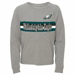 Outerstuff Juniors Heathered Gray Philadelphia Eagles All Striped Up Raglan Long Sleeve T-Shirt