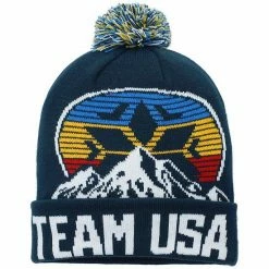 Outerstuff Youth Blue/Yellow Team USA Snowpeak Jacquard Cuffed Knit Hat With Pom
