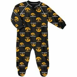 Outerstuff Infant Black Iowa Hawkeyes Allover Print Raglan Full-Zip Sleeper