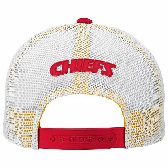 Outerstuff Youth Red/White Kansas City Chiefs On Trend Precurved A-Frame Trucker Snapback Hat 6 Outerstuff Youth Red/White Kansas City Chiefs On Trend Precurved A-Frame Trucker Snapback Hat - Image 4