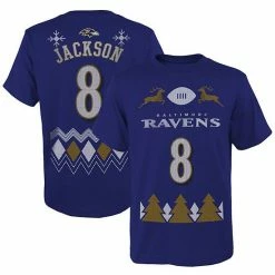 Outerstuff Youth Lamar Jackson Purple Baltimore Ravens Holiday Name & Number T-Shirt -Outerstuff shop unnamed file 3205