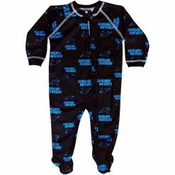 Outerstuff Carolina Panthers Newborn Piped Raglan Full Zip Coverall - Black