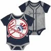 Outerstuff Infant Navy/Heathered Gray New York Yankees Double 2-Pack Bodysuit Set