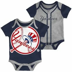 Outerstuff Infant Navy/Heathered Gray New York Yankees Double 2-Pack Bodysuit Set