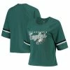 Outerstuff Juniors Midnight Green Philadelphia Eagles Burnout Raglan Half-Sleeve T-Shirt