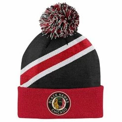 Outerstuff Youth Black Chicago Blackhawks Special Edition Cuffed Pom Knit Hat