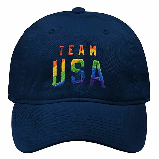 Outerstuff Navy Team USA Stacked Logo Pride Month Adjustable Hat 5 Outerstuff Navy Team USA Stacked Logo Pride Month Adjustable Hat - Image 3