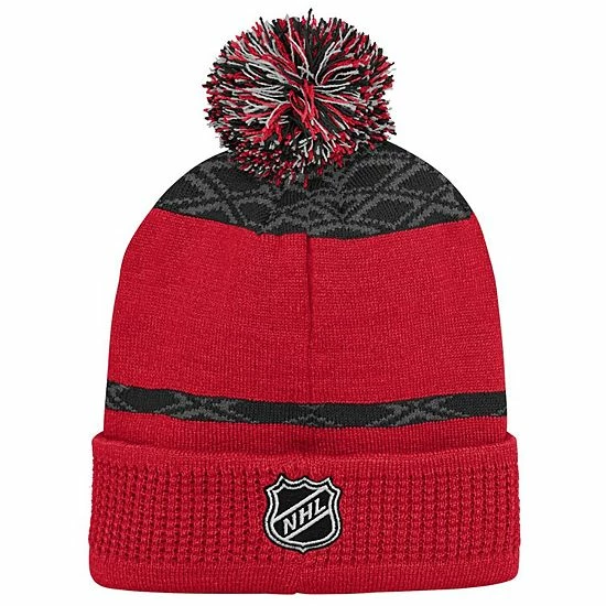 Outerstuff Youth Red Detroit Red Wings Puck Pattern Cuffed Knit Hat With Pom 5 Outerstuff Youth Red Detroit Red Wings Puck Pattern Cuffed Knit Hat With Pom - Image 3