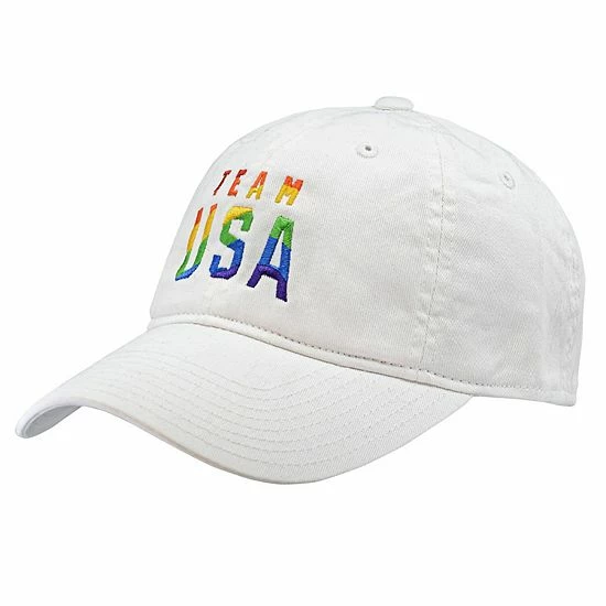 Outerstuff White Team USA Stacked Logo Pride Month Adjustable Hat 4 Outerstuff White Team USA Stacked Logo Pride Month Adjustable Hat - Image 2