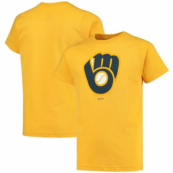 Outerstuff Youth Gold Milwaukee Brewers Primary Logo Team T-Shirt 3 Outerstuff Youth Gold Milwaukee Brewers Primary Logo Team T-Shirt