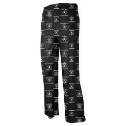 Outerstuff Oakland Raiders Preschool Allover Logo Flannel Pajama Pants - Black