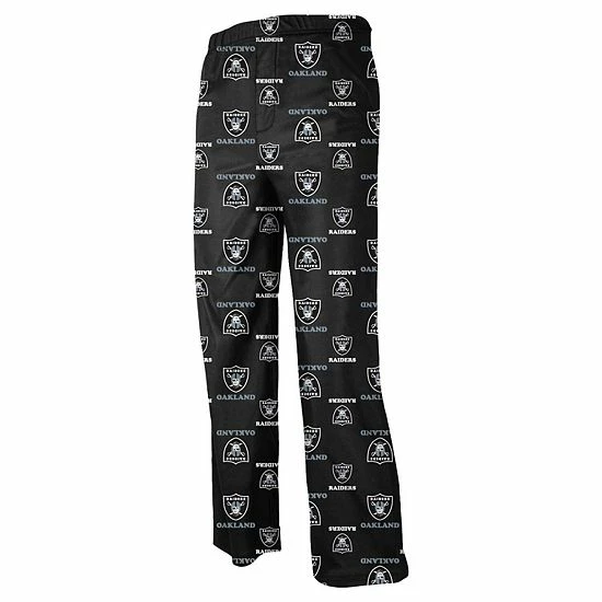 Outerstuff Oakland Raiders Preschool Allover Logo Flannel Pajama Pants - Black 3 Outerstuff Oakland Raiders Preschool Allover Logo Flannel Pajama Pants - Black