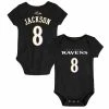 Outerstuff Infant Lamar Jackson Black Baltimore Ravens Mainliner Name & Number Bodysuit