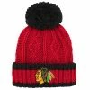 Outerstuff Youth Red Chicago Blackhawks Team Stripe Cuffed Knit Hat With Pom