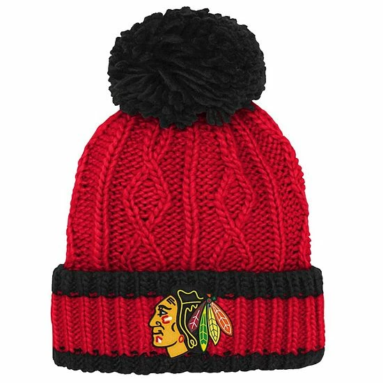 Outerstuff Youth Red Chicago Blackhawks Team Stripe Cuffed Knit Hat With Pom 3 Outerstuff Youth Red Chicago Blackhawks Team Stripe Cuffed Knit Hat With Pom