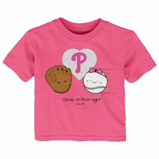 Outerstuff Girls Infant Pink Philadelphia Phillies I Glove You T-Shirt 3 Outerstuff Girls Infant Pink Philadelphia Phillies I Glove You T-Shirt