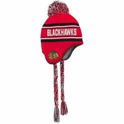 Outerstuff Youth Red Chicago Blackhawks Jacquard Tassel Pom Knit Hat