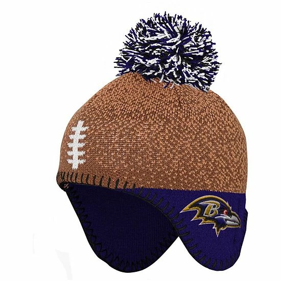 Outerstuff Newborn & Infant Brown Baltimore Ravens Football Head Knit Hat 3 Outerstuff Newborn & Infant Brown Baltimore Ravens Football Head Knit Hat