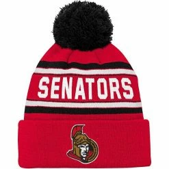 Outerstuff Youth Red Ottawa Senators Wordmark Cuffed Pom Knit Hat