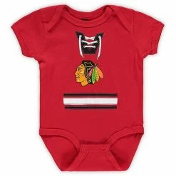 Outerstuff Infant Red Chicago Blackhawks Mock Jersey Stripes Bodysuit