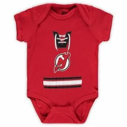 Outerstuff Infant Red New Jersey Devils Mock Jersey Stripes Bodysuit