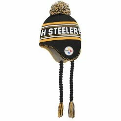 Outerstuff Preschool Black/Gold Pittsburgh Steelers Jacquard Tassel Knit Hat With Pom