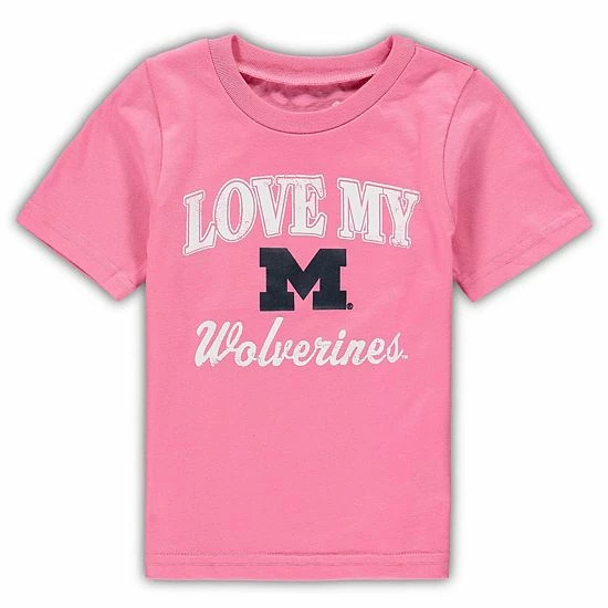 Outerstuff Girls Toddler Pink Michigan Wolverines Love My Team T-Shirt 3 Outerstuff Girls Toddler Pink Michigan Wolverines Love My Team T-Shirt