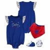 Outerstuff Girls Newborn & Infant Royal Chicago Cubs Three-Piece Bodysuit Bib & Bootie Set