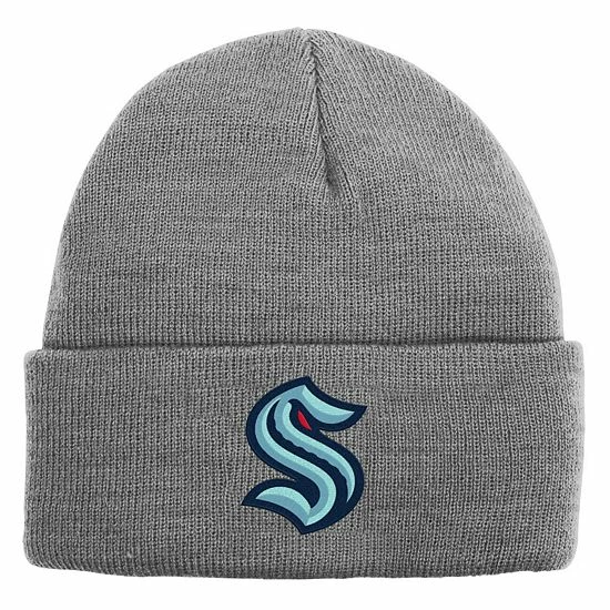Outerstuff Youth Heathered Gray Seattle Kraken Logo Cuffed Knit Hat 4 Outerstuff Youth Heathered Gray Seattle Kraken Logo Cuffed Knit Hat - Image 2