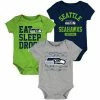 Outerstuff Newborn & Infant Navy/Neon Green Seattle Seahawks Eat, Sleep, Drool Football Three-Piece Bodysuit Set
