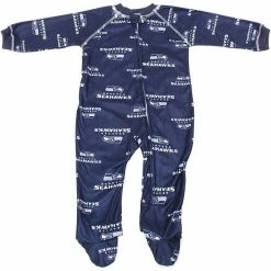 Outerstuff Seattle Seahawks Newborn Piped Raglan Full Zip Coverall - College Navy